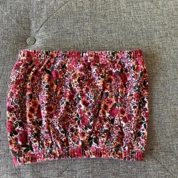 Topshop Women's Crop Floral Bandeau Top, Size 6 US Pink - Picture 1 of 2